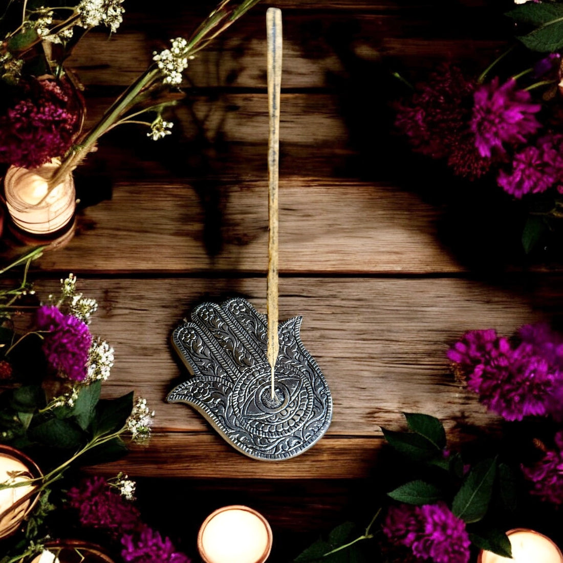 Hamsa Hand Incense Holder | Silver