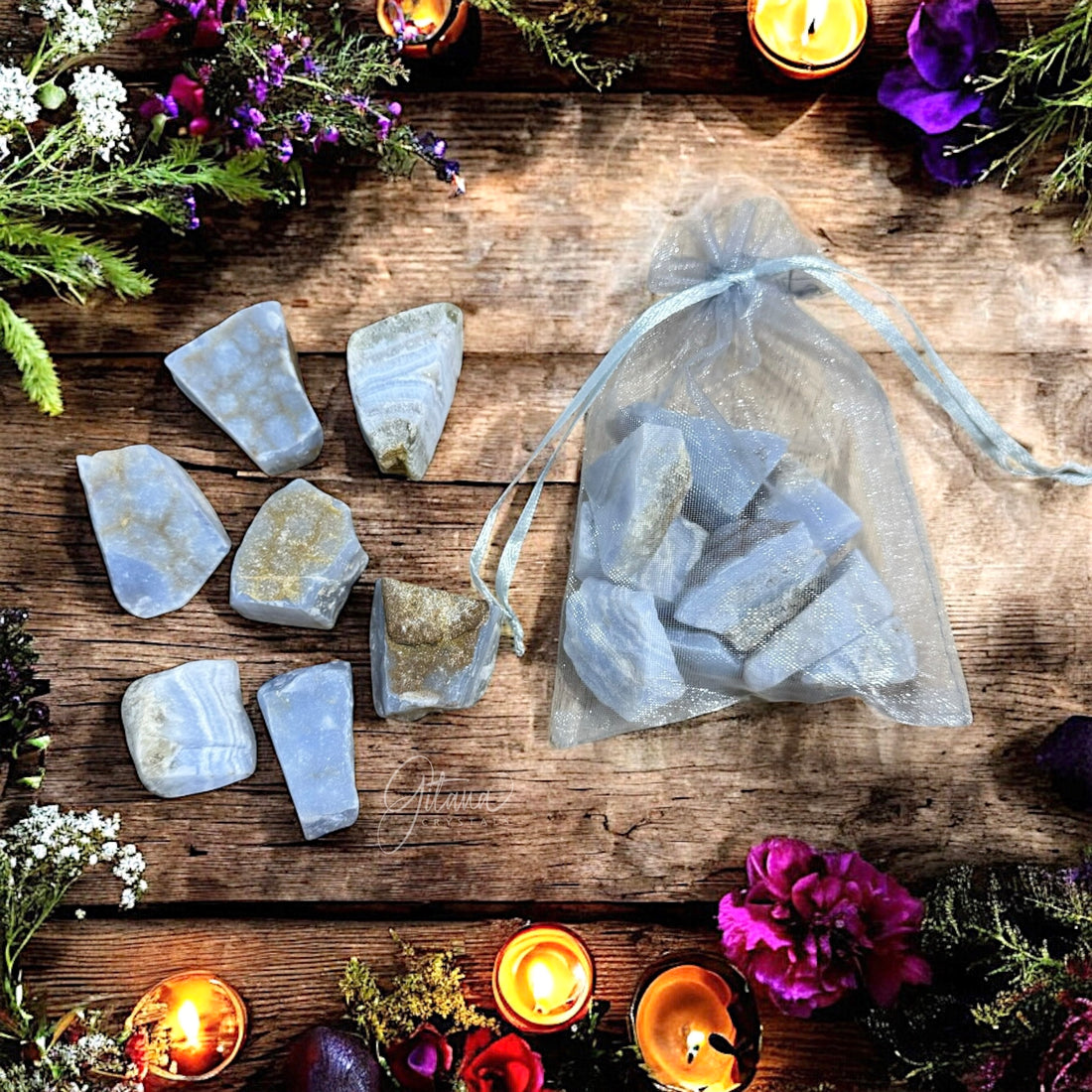 Blue Lace Agate Rough | 120g Bag