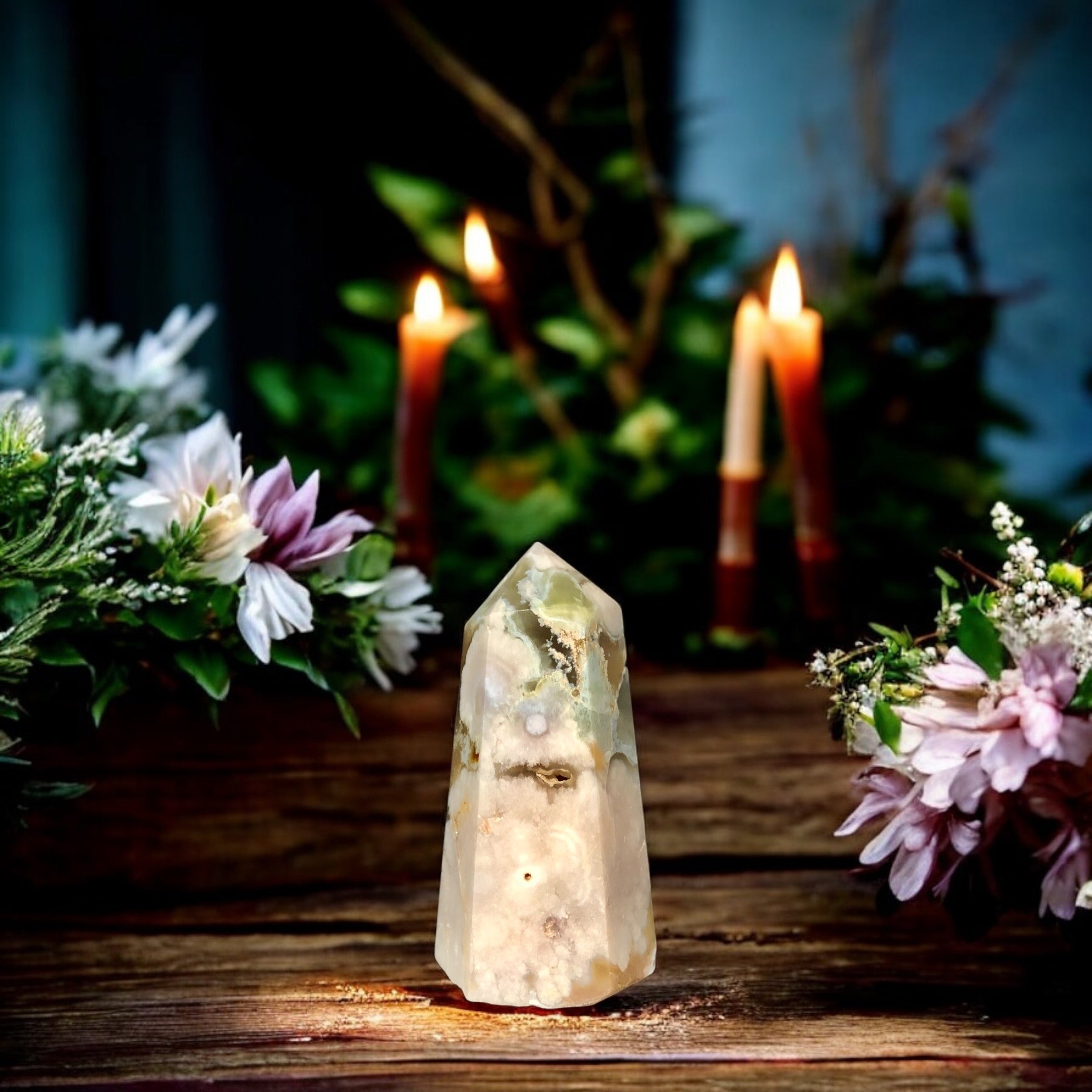 Flower Agate Obelisk