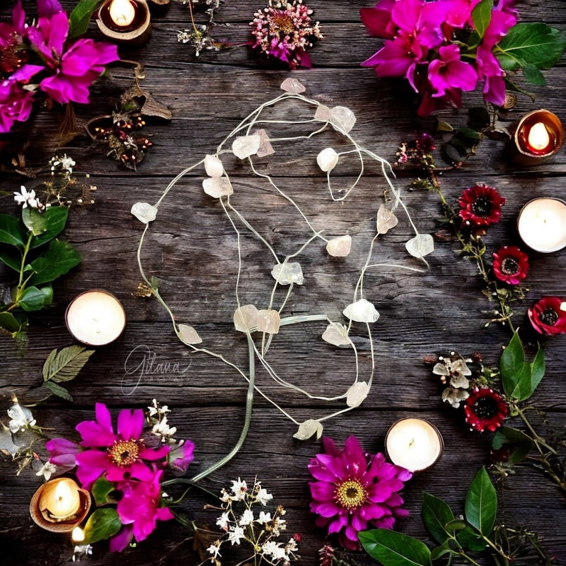 Raw Crystal Fairy Lights | Rose Quartz