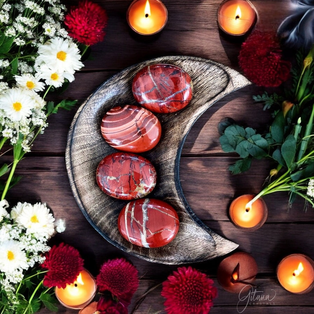 Red Jasper Pillow Palm Stone