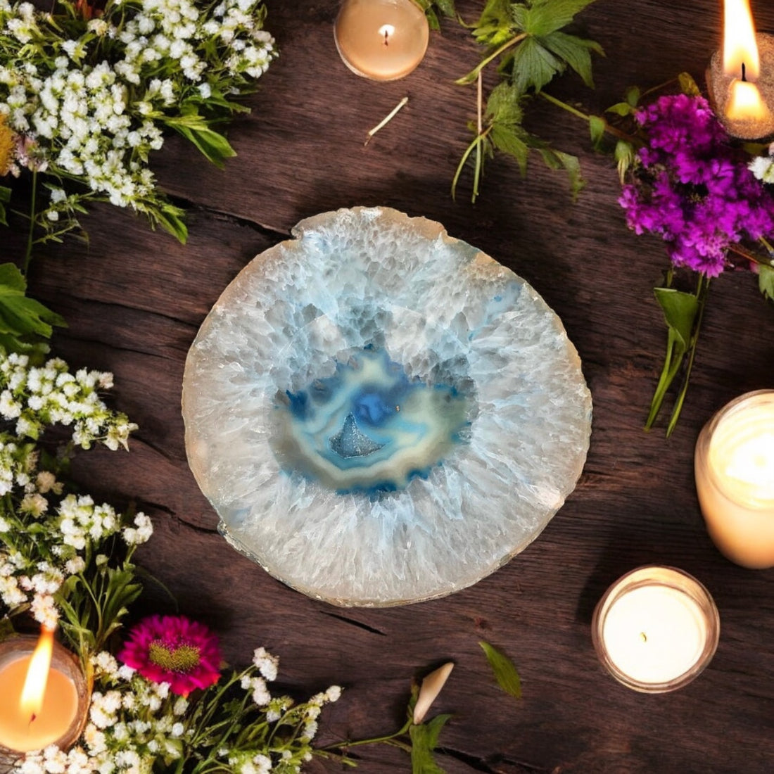 Agate Smudge Dish - Blue