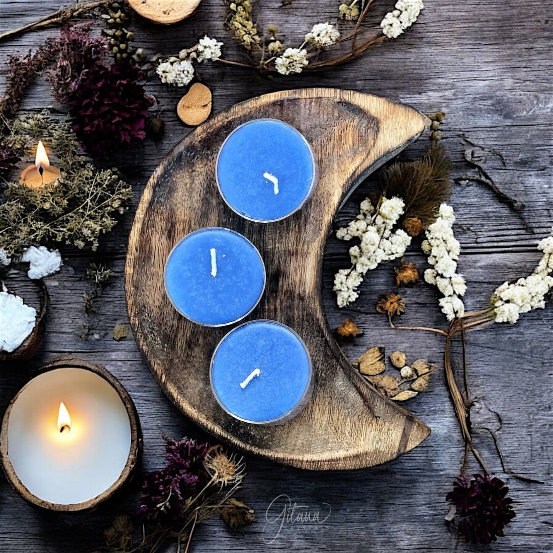 Tealight Candle | Blue Daisy