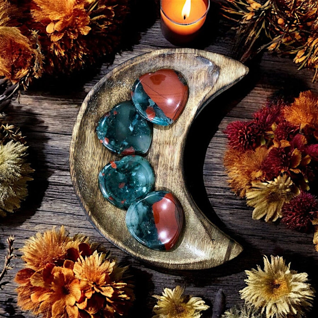 Bloodstone Jasper | Heart Worry Stone