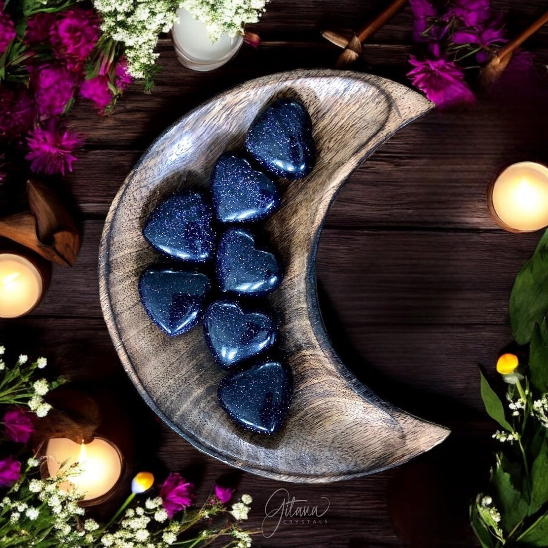 Blue Goldstone Heart