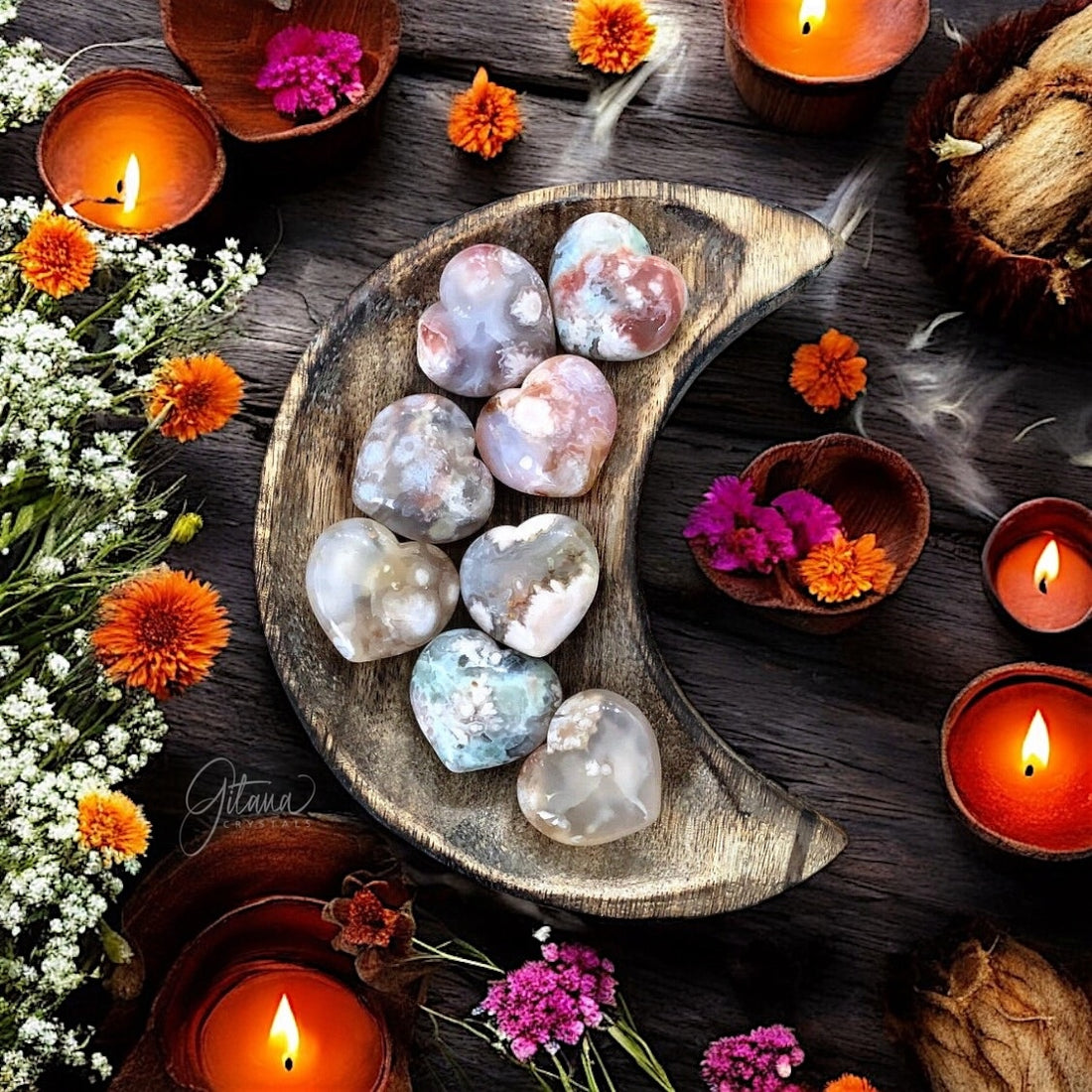 Flower Agate Heart