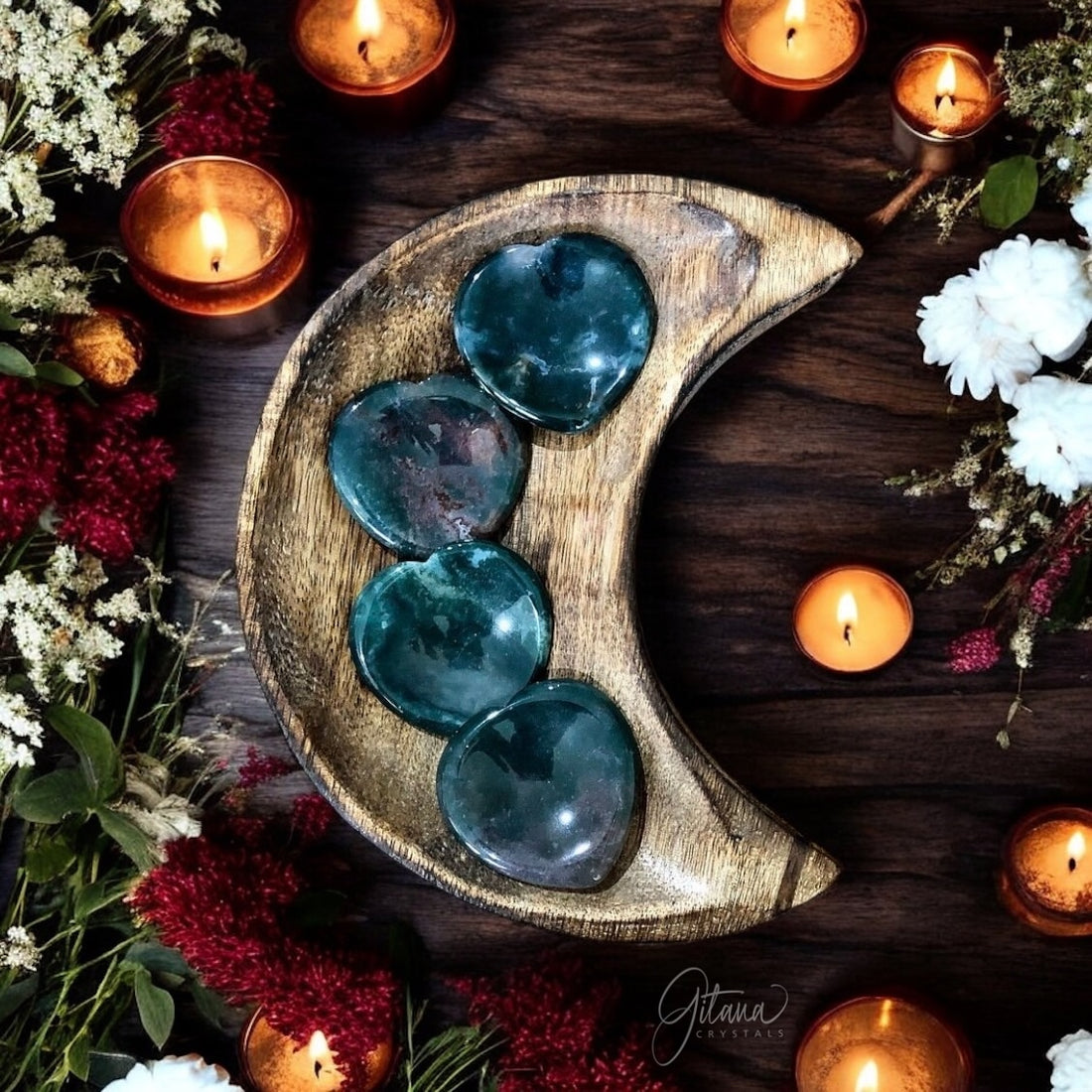 Moss Agate | Heart Worry Stone