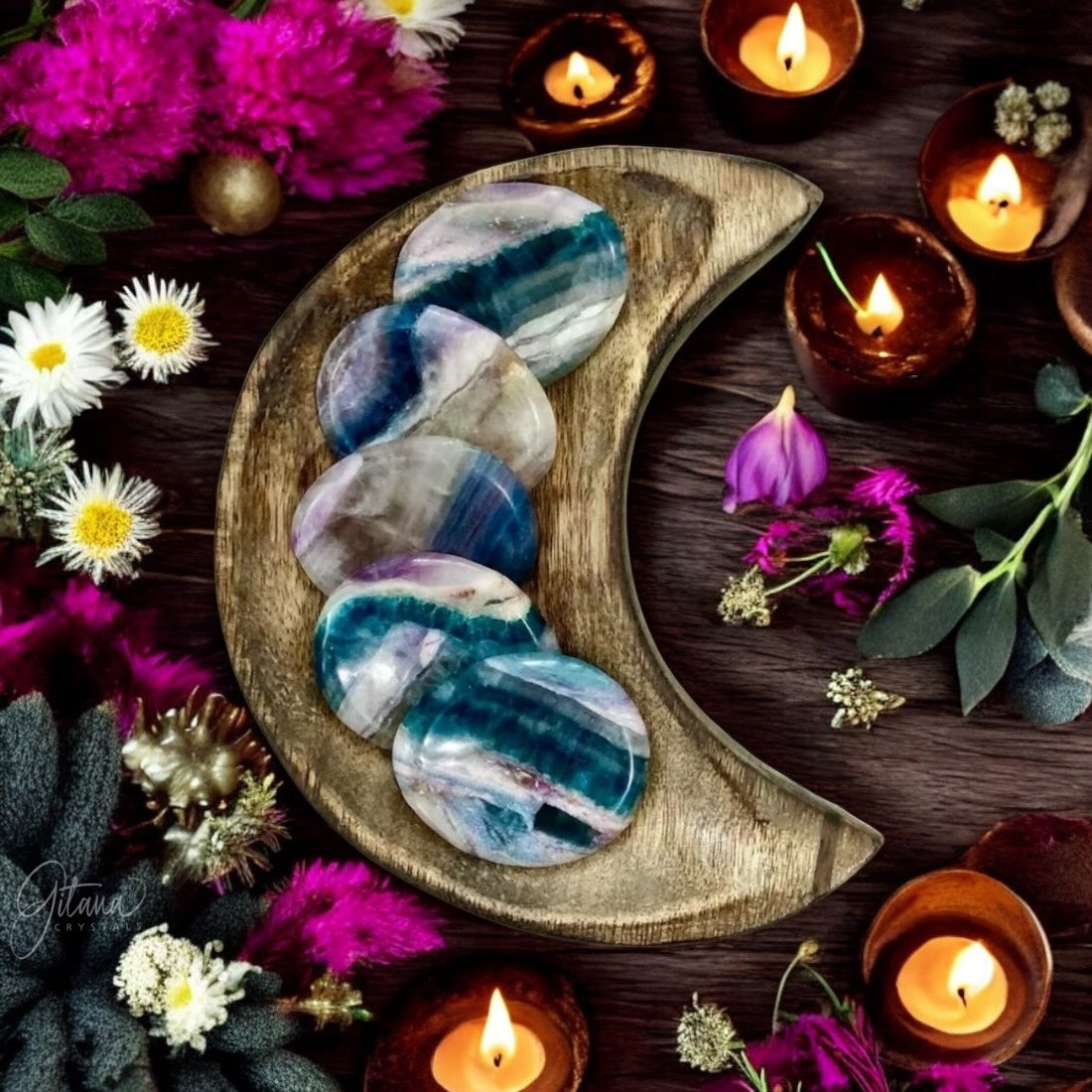 Rainbow Fluorite Worry Stone